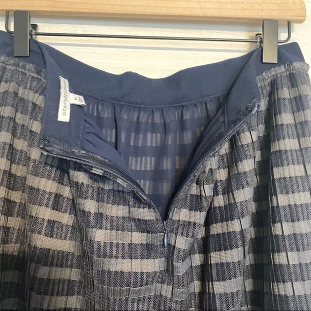 Signature Studio striped lace overlay navy blue skirt